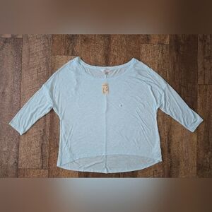 American Eagle Baby Blue Light Weight 3/4 Sleev Top Size Medium